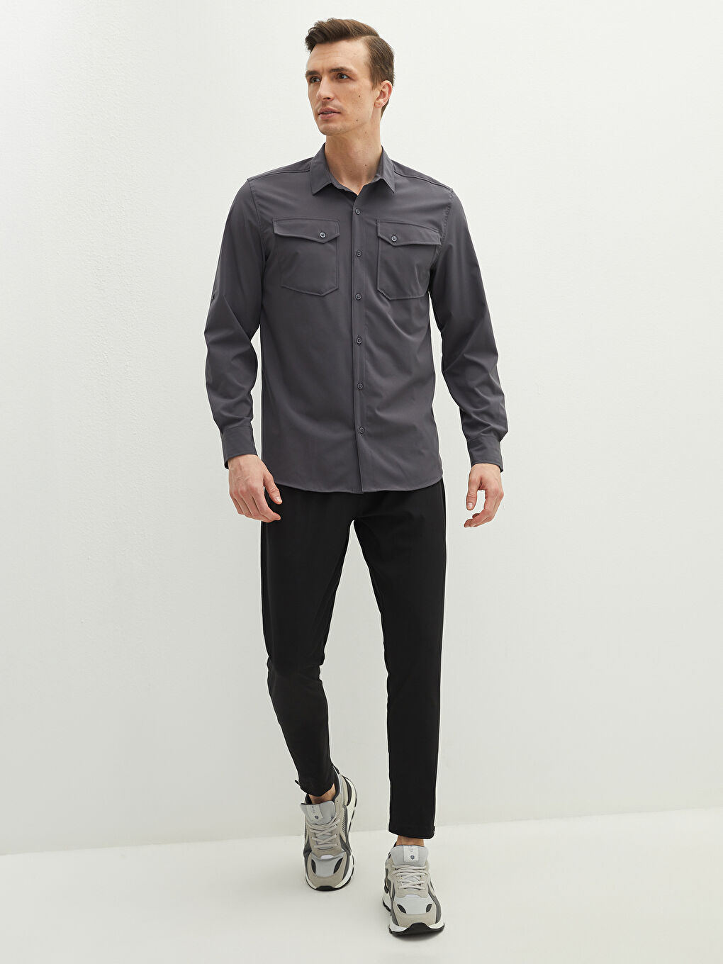 Regular Fit Long Sleeve Men's Shirt-4