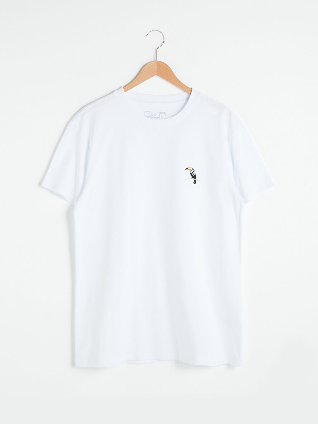 Beyaz Bisiklet Yaka Kısa Kollu Baskılı Penye Erkek Tişört-6