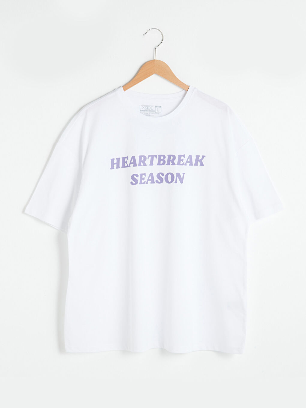Beyaz Oversize Bisiklet Yaka Kısa Kollu Baskılı Penye Erkek Tişört-7