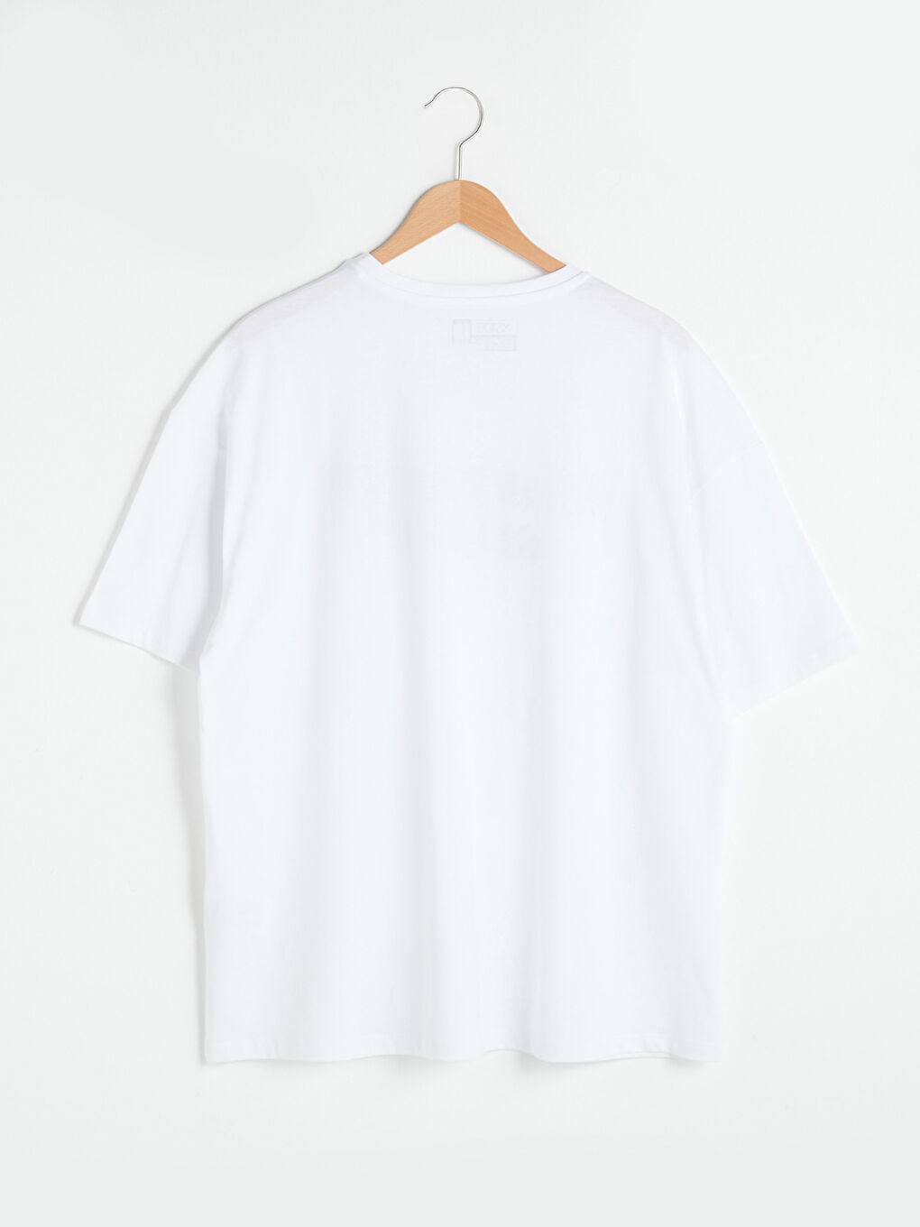 Beyaz Oversize Bisiklet Yaka Kısa Kollu Baskılı Penye Erkek Tişört-8