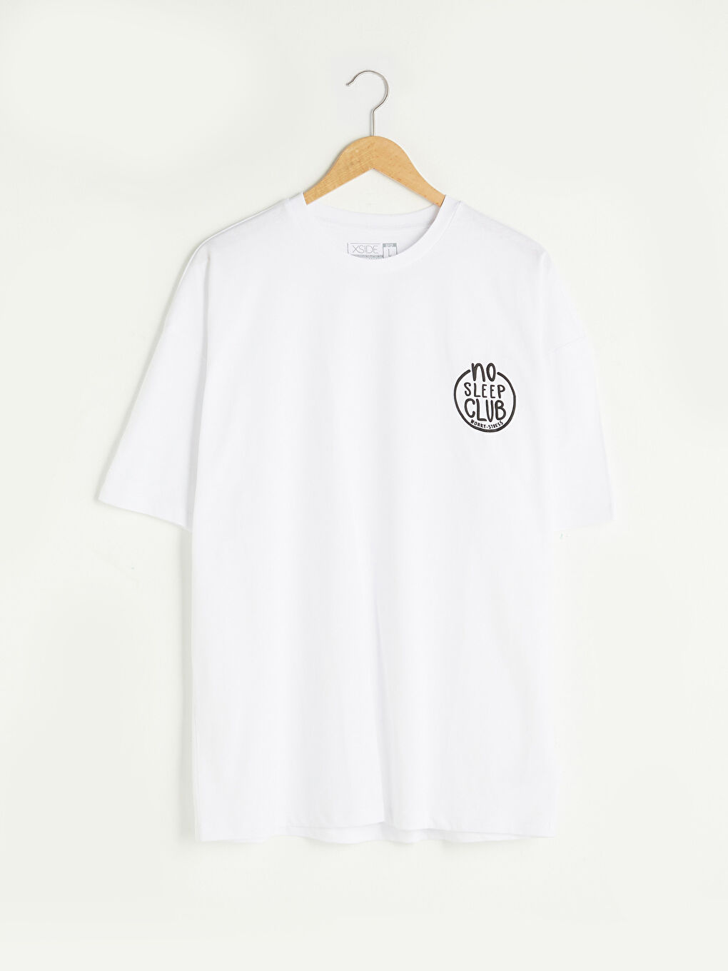 Beyaz Bisiklet Yaka Kısa Kollu Baskılı Penye Erkek Tişört-8