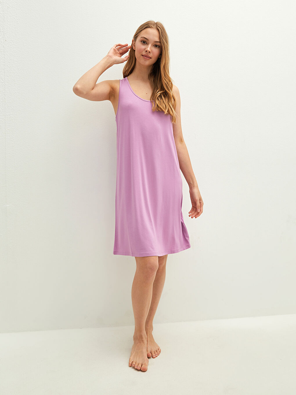Crew Neck Lace Detailed Viscose Women's Fantasy Nightgown -S1GH96Z8-GEG