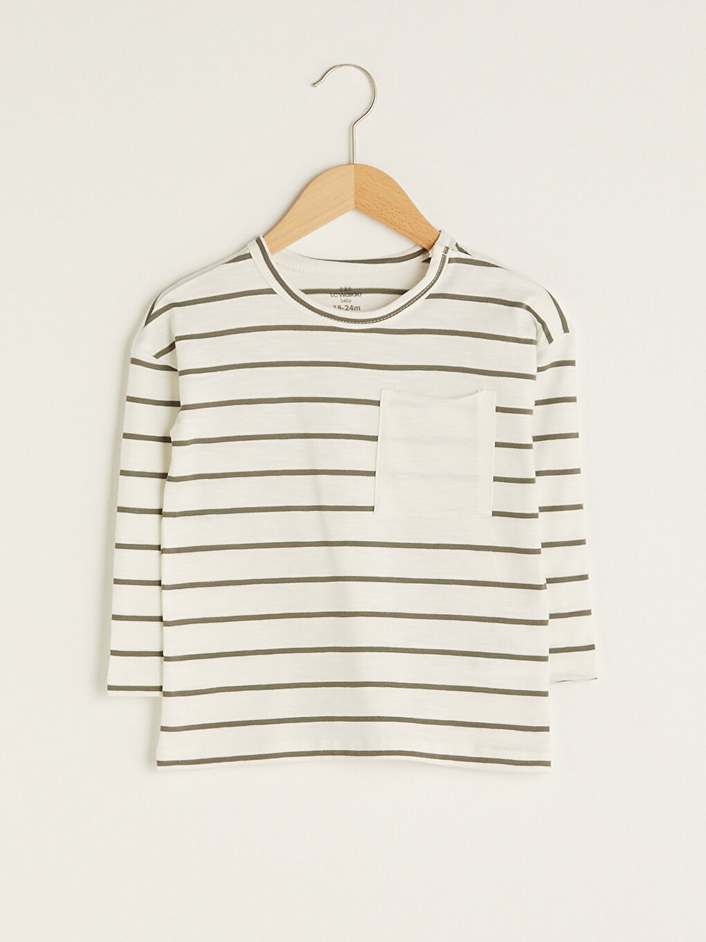 Crew Neck Long Sleeve Striped Cotton Baby Boy T-Shirt