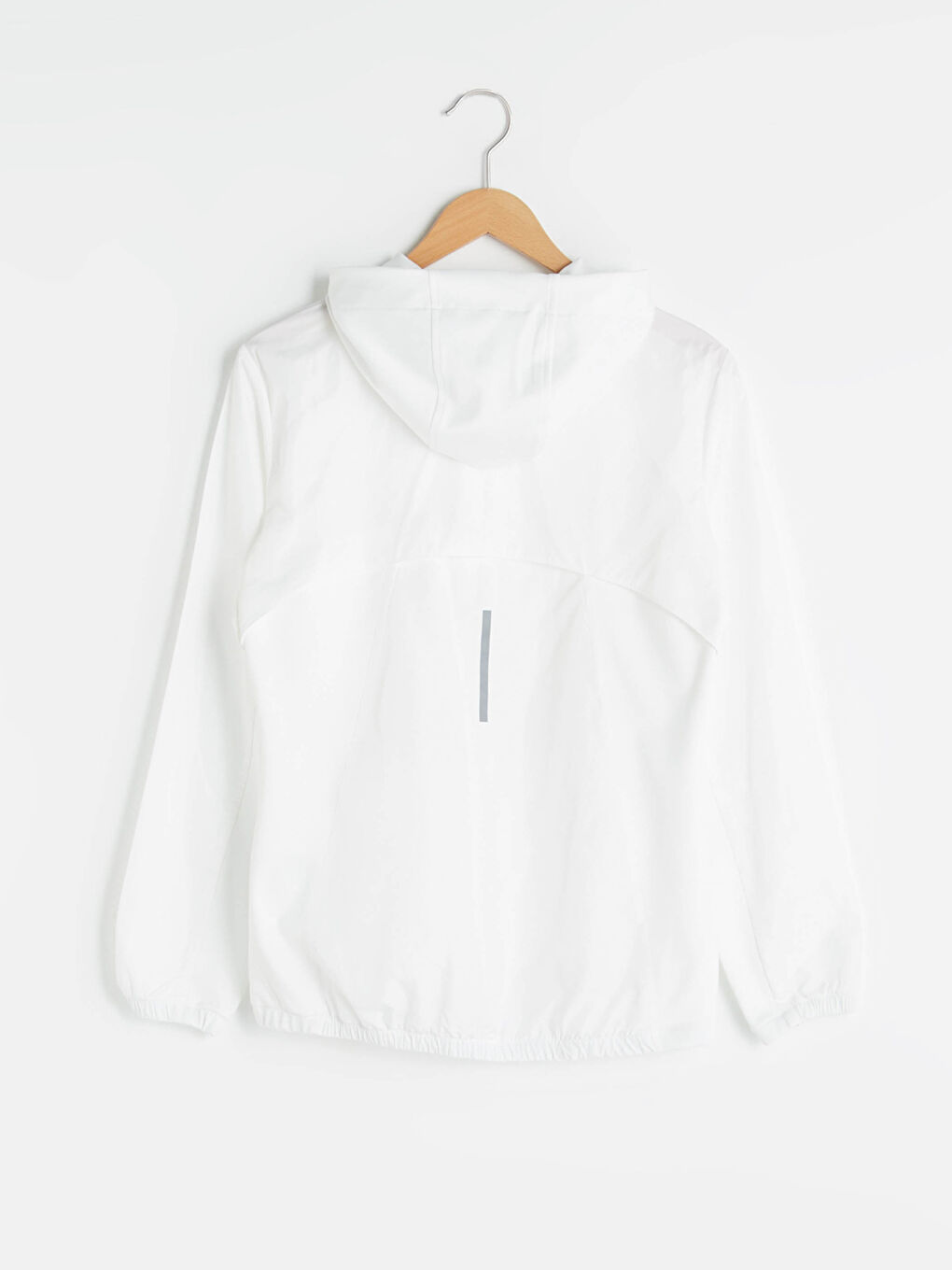 Beyaz Kapüşon Yaka Cep Detaylı Uzun Kollu Kadın Outdoor Yağmurluk-6