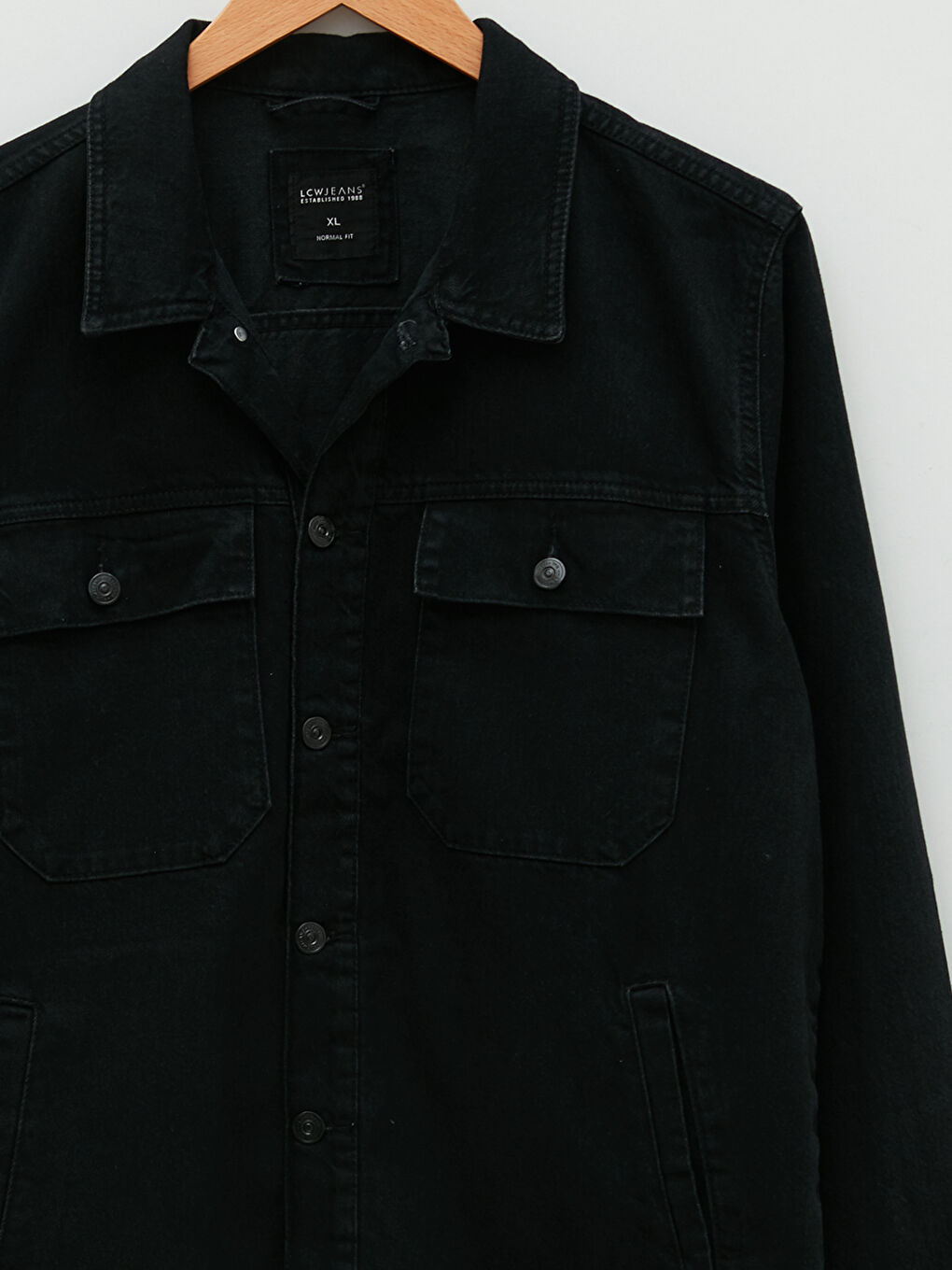 Siyah Standart Kalıp Erkek Jean Ceket-7