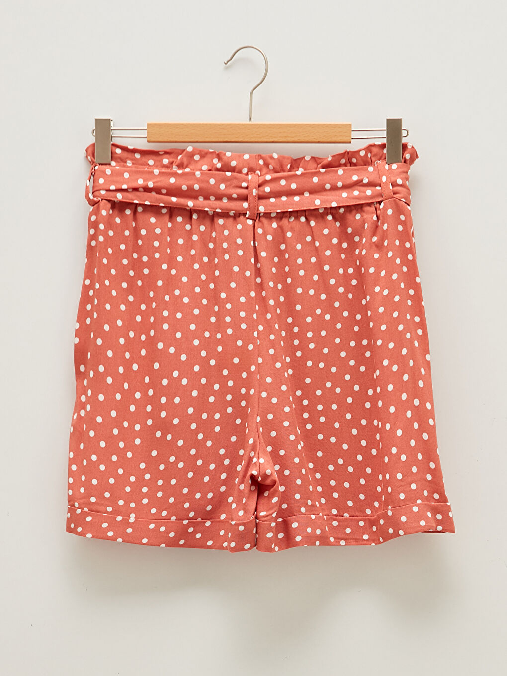 Elastic Waist Polka Dot Pocket Detailed Viscose Women's Shorts-6