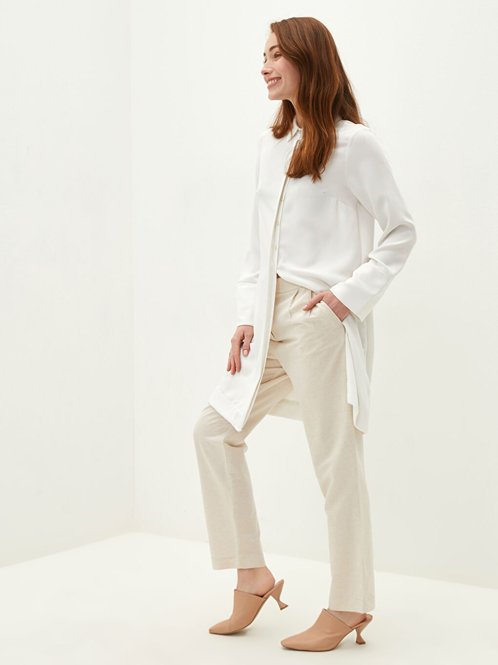 LCW Modest Bej Standart Fit Cep Detaylı Cigarette Kadın Pantolon - 3