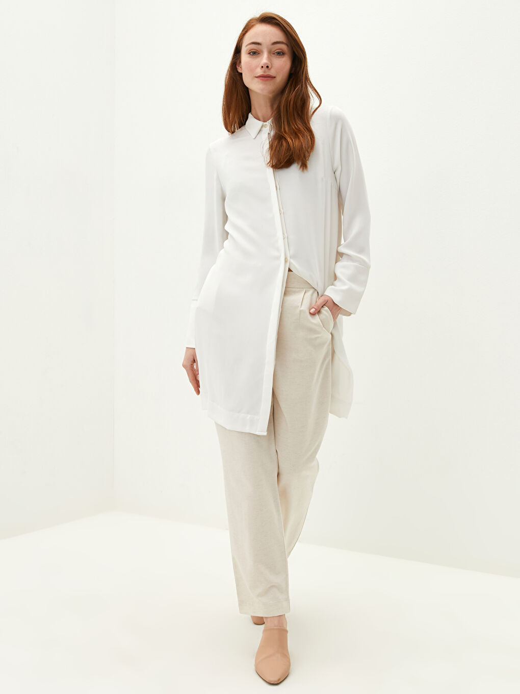 LCW Modest Bej Standart Fit Cep Detaylı Cigarette Kadın Pantolon