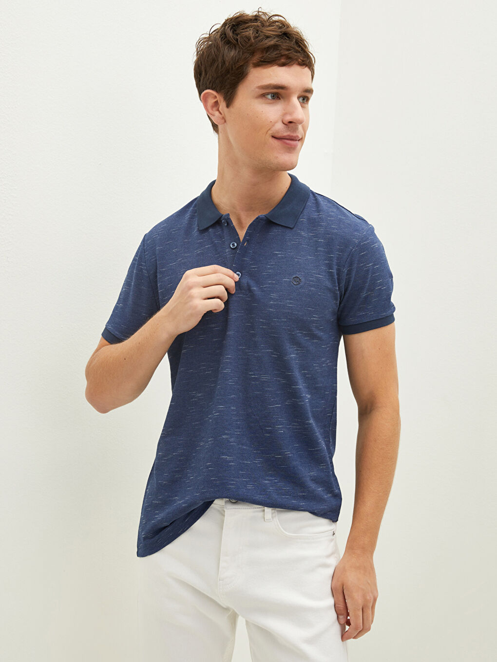 İndigo Polo Yaka Kısa Kollu Desenli Pike Erkek Tişört-2
