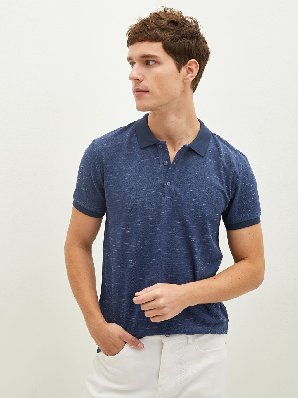 İndigo Polo Yaka Kısa Kollu Desenli Pike Erkek Tişört-3