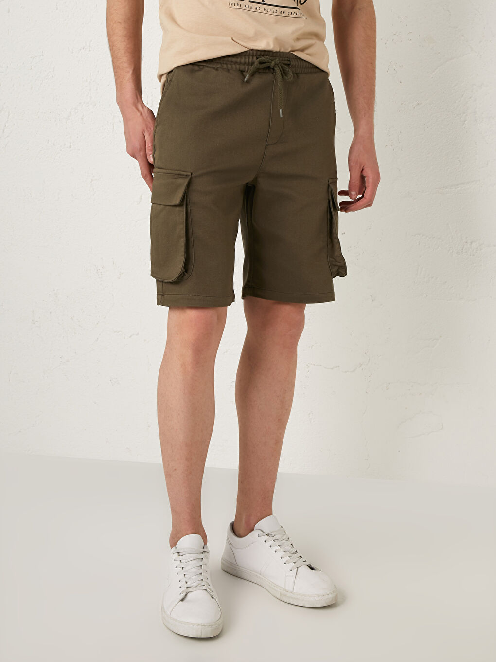 XSIDE Haki Slim Fit Beli Lastikli Spor Erkek Şort - 2