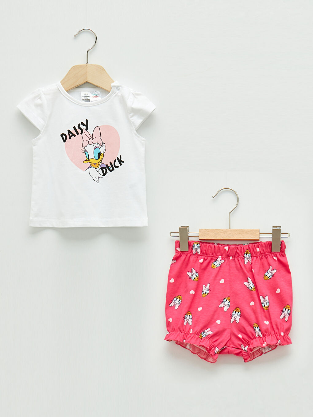 Crew Neck Short Sleeve Daisy Duck Printed Baby Girls' Pyjama Set