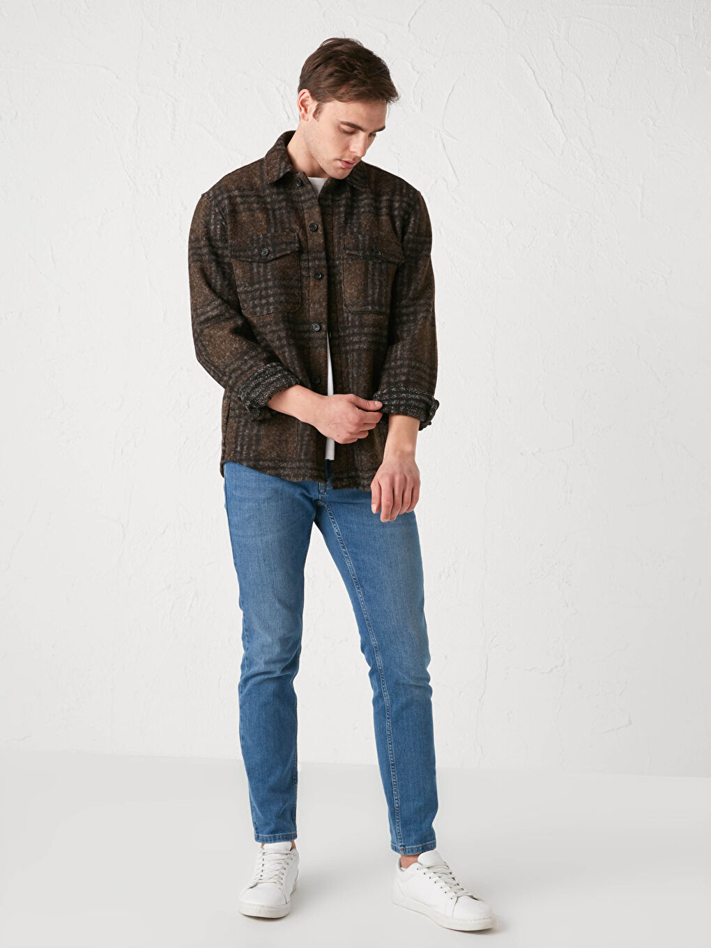 LCW Vision Regular Fit Long Sleeve Plaid Stamp Men Shirt Jacket -S1GL38Z8-LLL