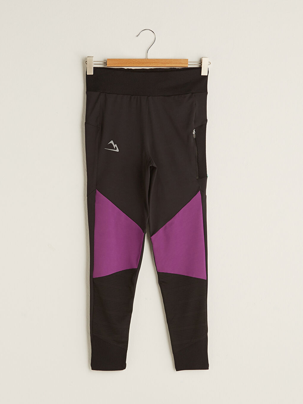 Mor Beli Lastikli Reflektör Baskılı Cep Detaylı Kadın Outdoor Tayt-7