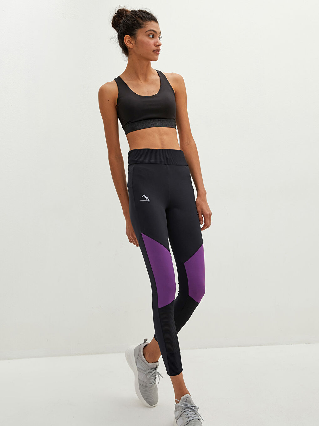 Mor Beli Lastikli Reflektör Baskılı Cep Detaylı Kadın Outdoor Tayt-2