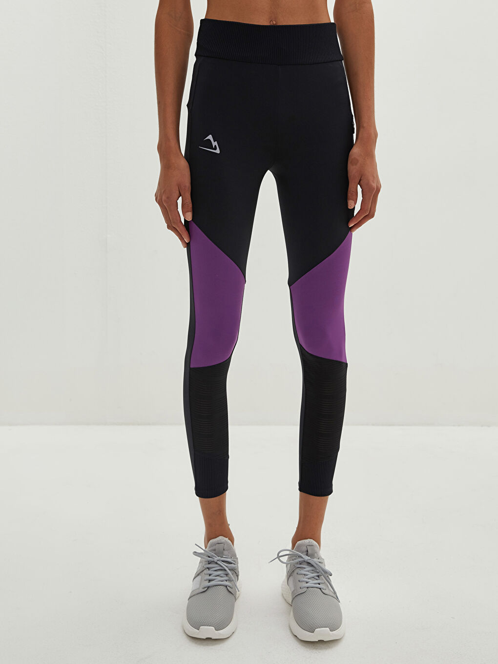 Mor Beli Lastikli Reflektör Baskılı Cep Detaylı Kadın Outdoor Tayt-5