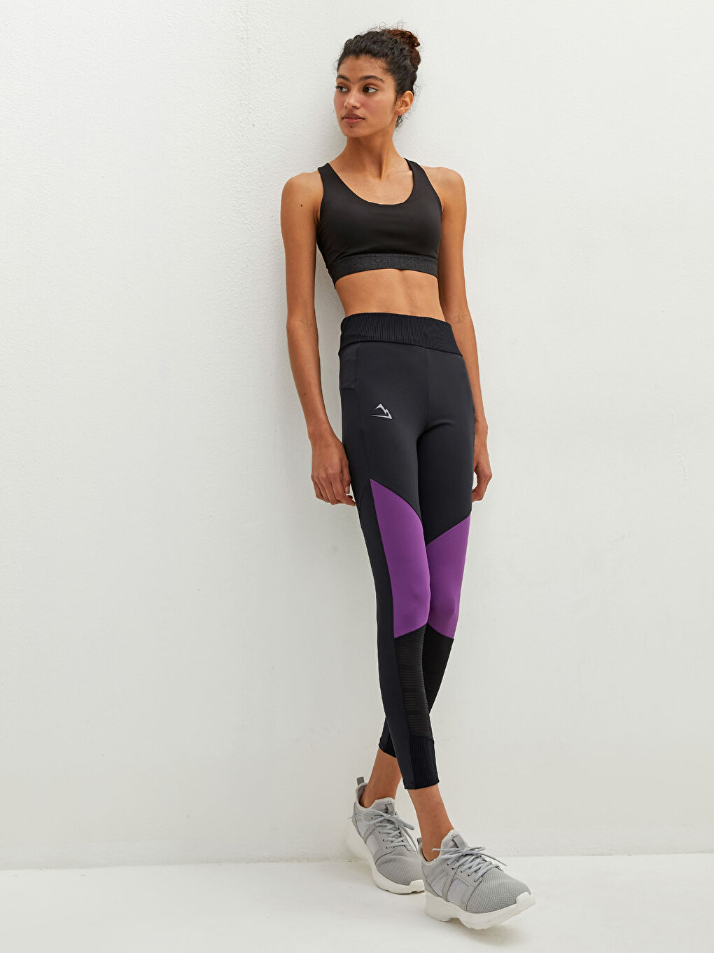 Mor Beli Lastikli Reflektör Baskılı Cep Detaylı Kadın Outdoor Tayt