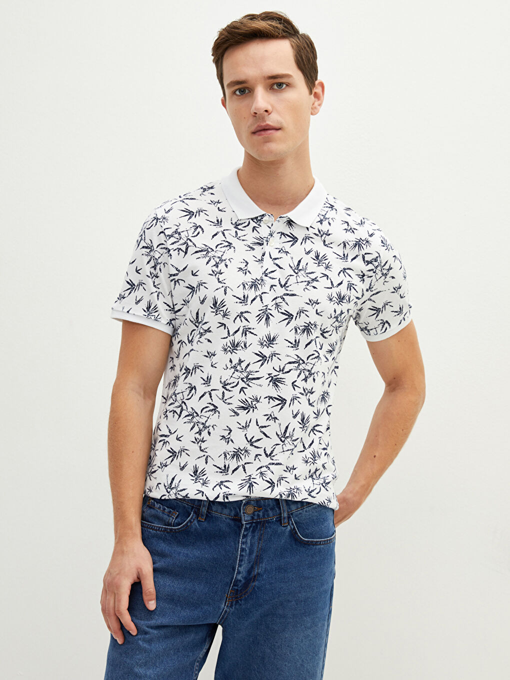 LCW Vision Polo Neck Short Sleeve Patterned Pique Men's T