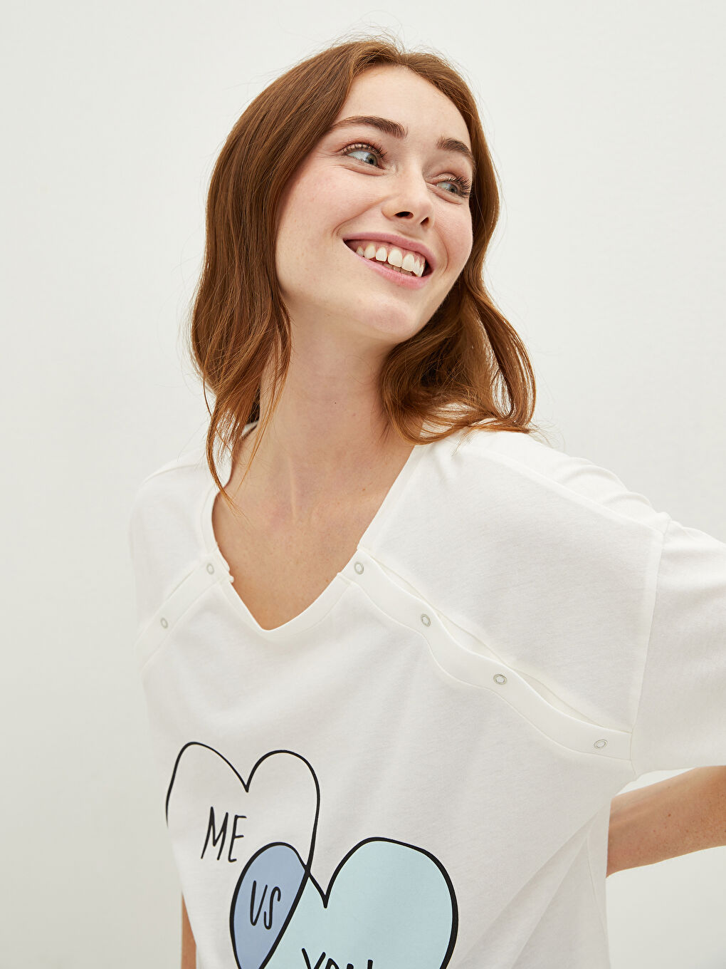 Mavi Bisiklet Yaka Baskılı Kısa Kollu Pamuklu Hamile Pijama Takımı-3