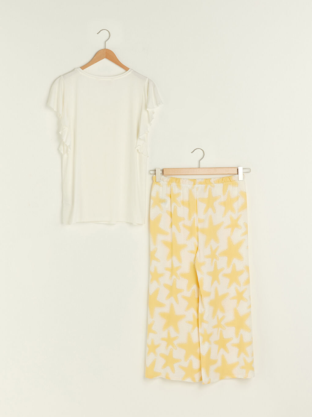 Ensemble de Pyjamas Capri pour Femmes à Manches Courtes en Viscose avec Encolure en U et Imprimé-6