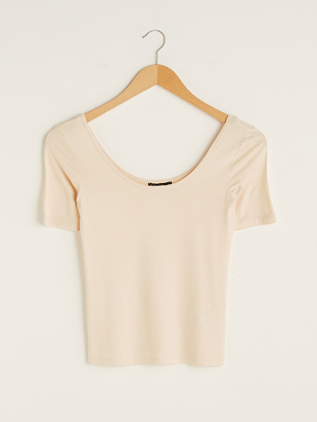 T-shirt Femme en Viscose à Encolure en U, Coupe Droite, Manches Courtes-5