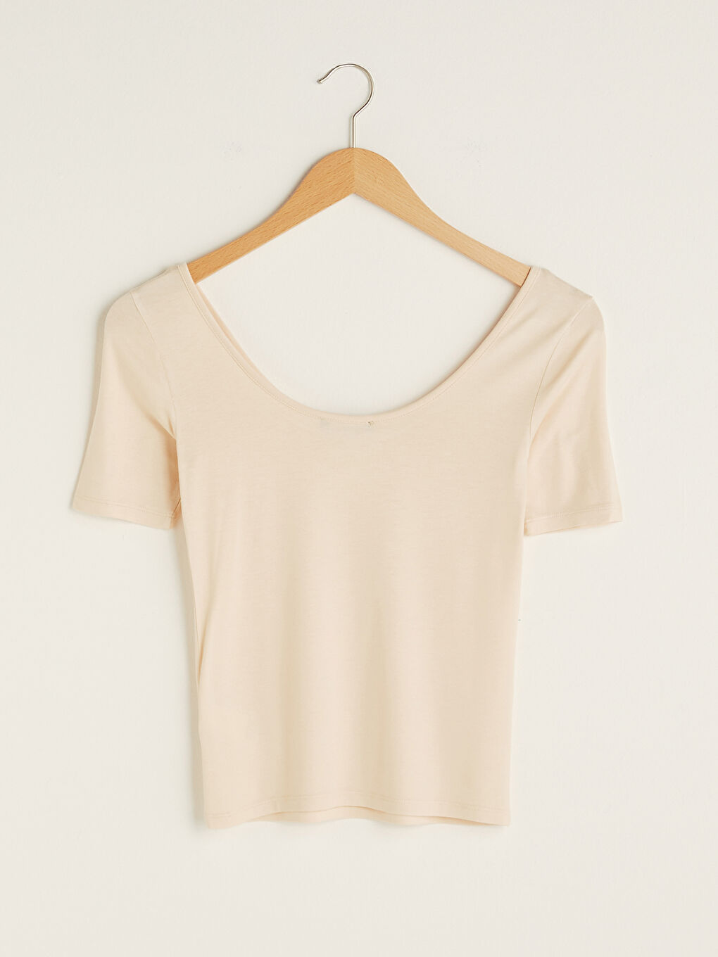 T-shirt Femme en Viscose à Encolure en U, Coupe Droite, Manches Courtes-6