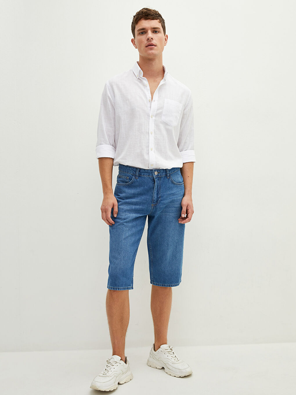 Шорты-бермуды джинсовые стандартного кроя для мужчин-2