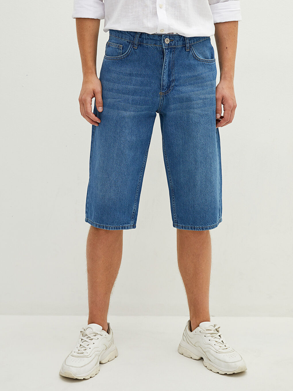 Шорты-бермуды джинсовые стандартного кроя для мужчин-3
