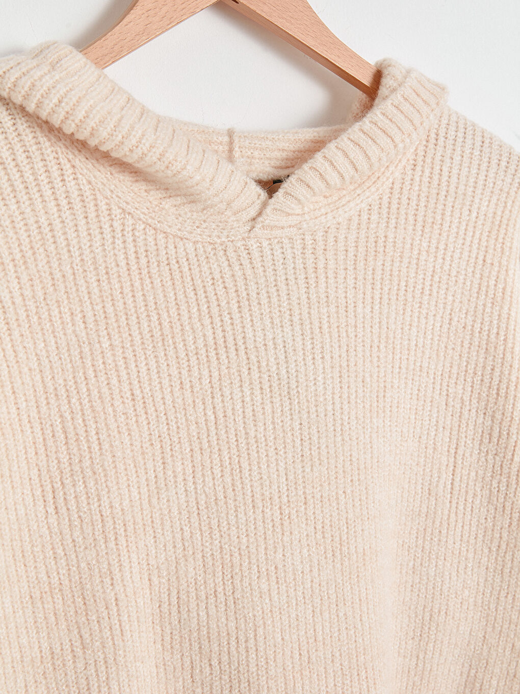 Pembe Kapüşonlu Triko Elbise-7