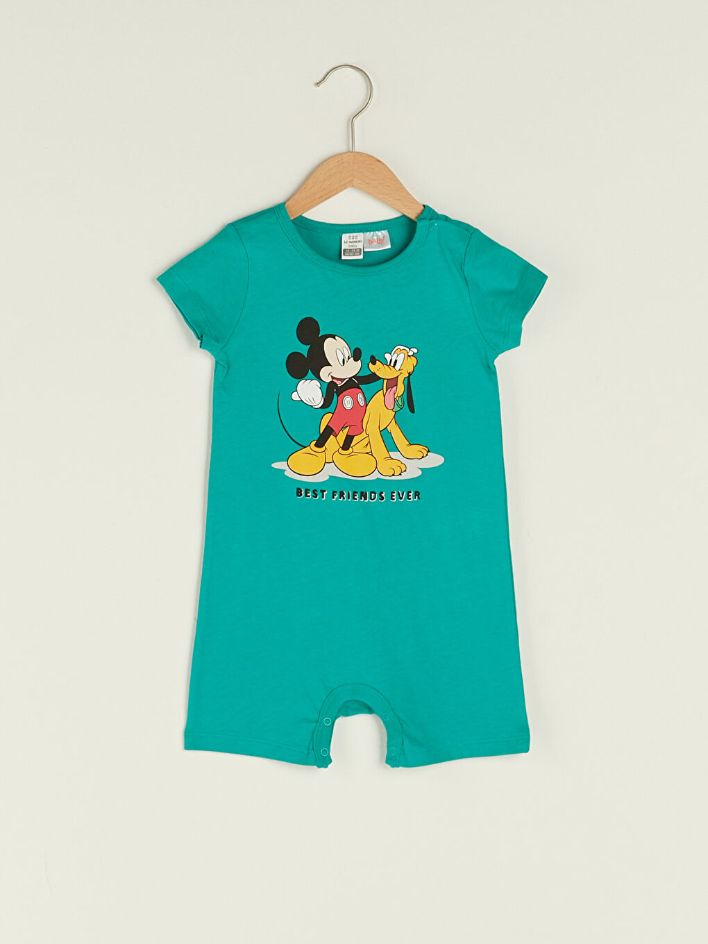 Combinaison Bébé Garçon en Coton Imprimé Disney à Col Rond et Manches Courtes