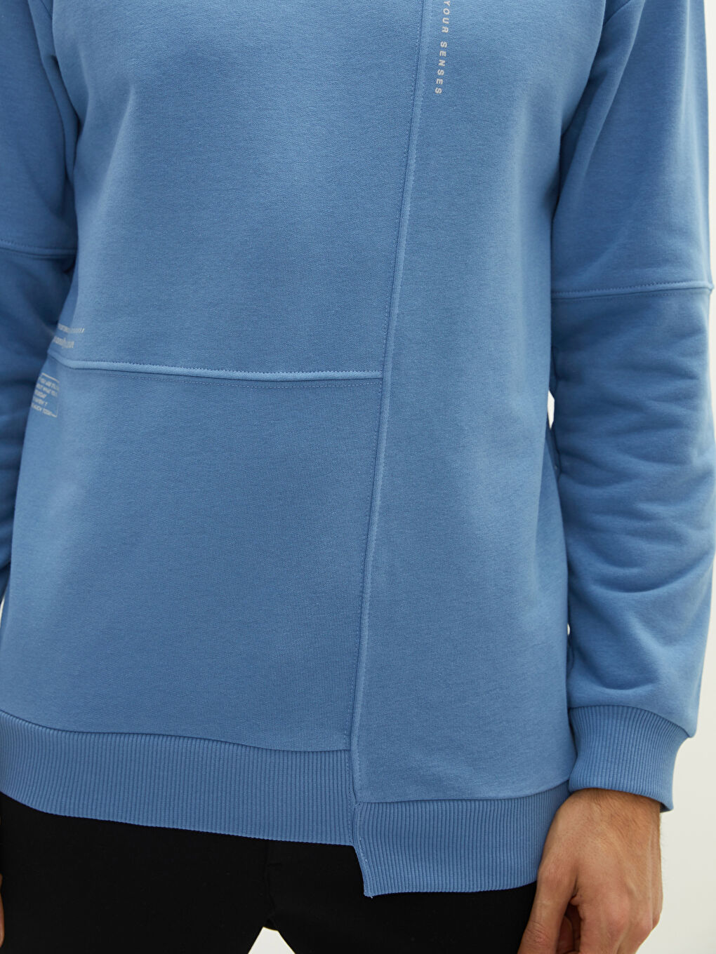 سويت شيرت كم طويل مطبوع تخين للرجال-3