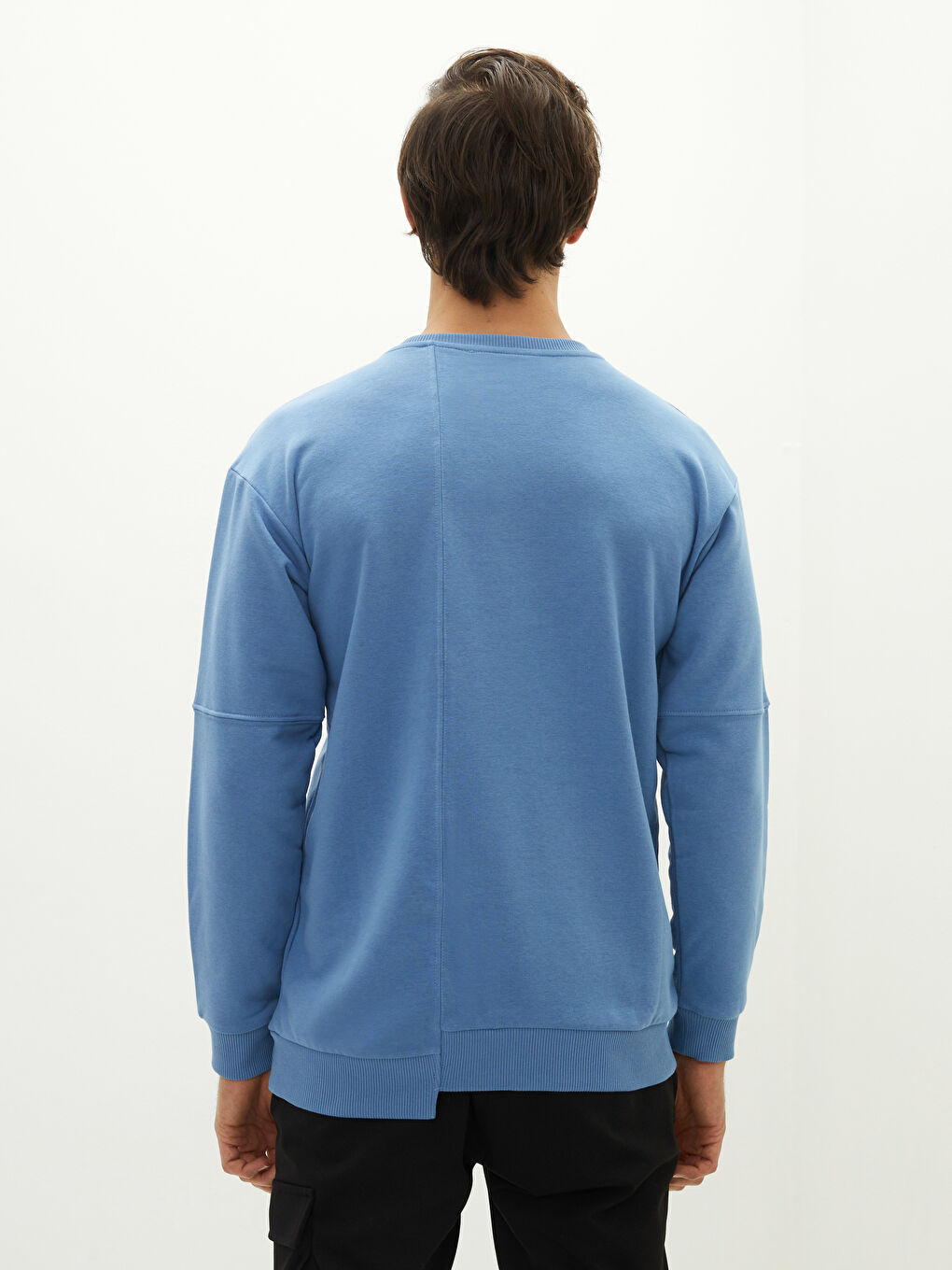 سويت شيرت كم طويل مطبوع تخين للرجال-4