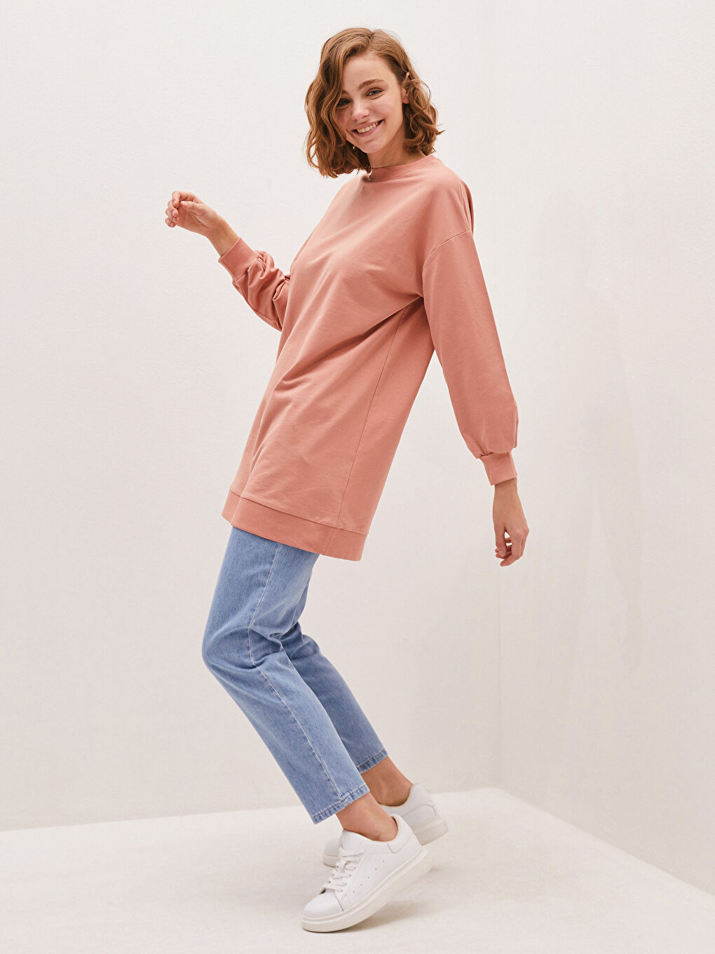 İndigo Beli Lastikli Bol Fit Cep Detaylı Harem Kadın Jean Pantolon