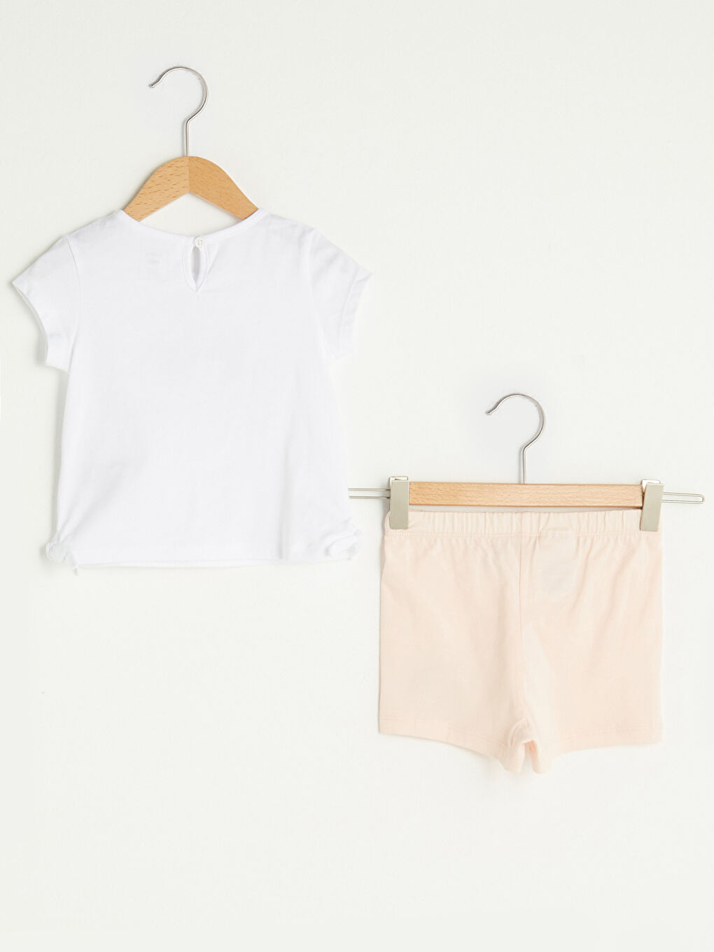 Ensemble T-Shirt et Short Bébé Fille en Coton Imprimé Mickey Mouse à Manches Courtes et Col Rond-1