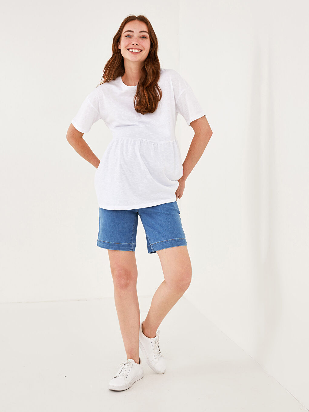 LCWAIKIKI Maternity Belly Paneled Pocket Detailed Maternity Rodeo Jean Shorts -S1GO73Z8-507