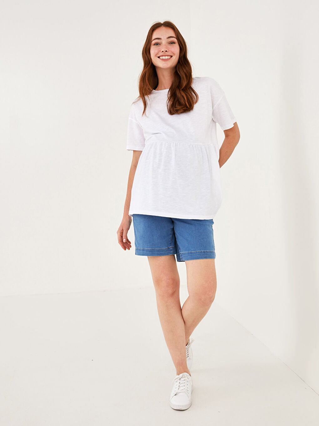 LCWAIKIKI Maternity Belly Paneled Pocket Detailed Maternity Rodeo Jean Shorts -S1GO73Z8-507
