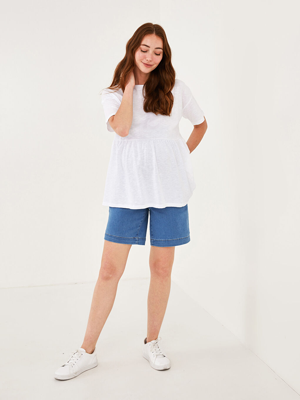 LCWAIKIKI Maternity Belly Paneled Pocket Detailed Maternity Rodeo Jean Shorts -S1GO73Z8-507