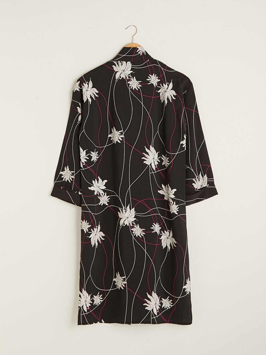 LCW Modest Siyah Desenli Oversize Kadın İnce Kimono - 6