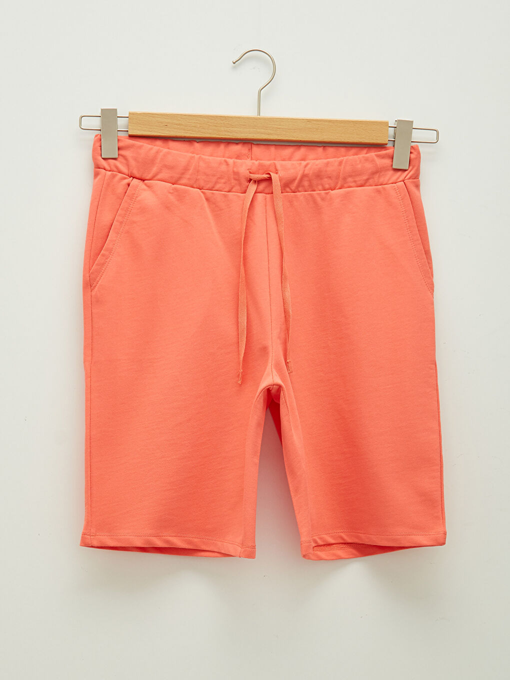 Mercan Beli Lastikli Düz Cep Detaylı Pamuklu Kadın Bermuda Şort-5