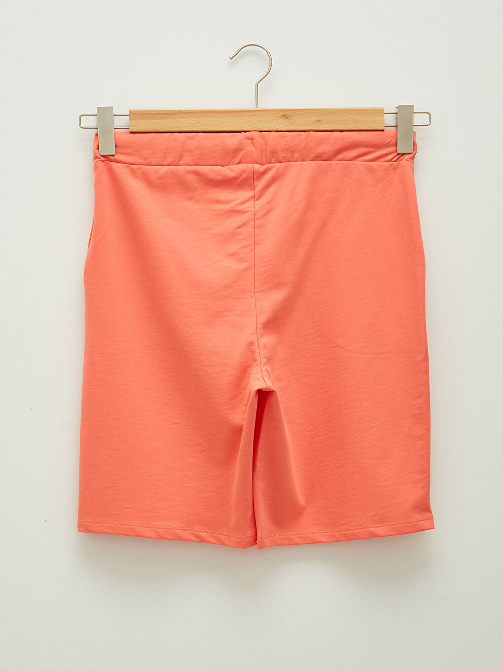 Mercan Beli Lastikli Düz Cep Detaylı Pamuklu Kadın Bermuda Şort-6