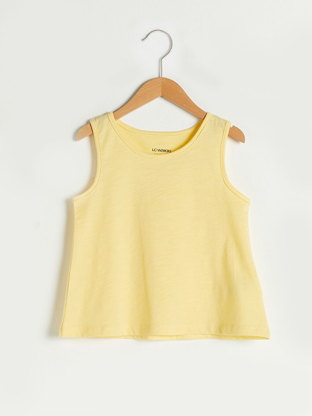 Sarı Bisiklet Yaka Basic Pamuklu Kız Çocuk Atlet