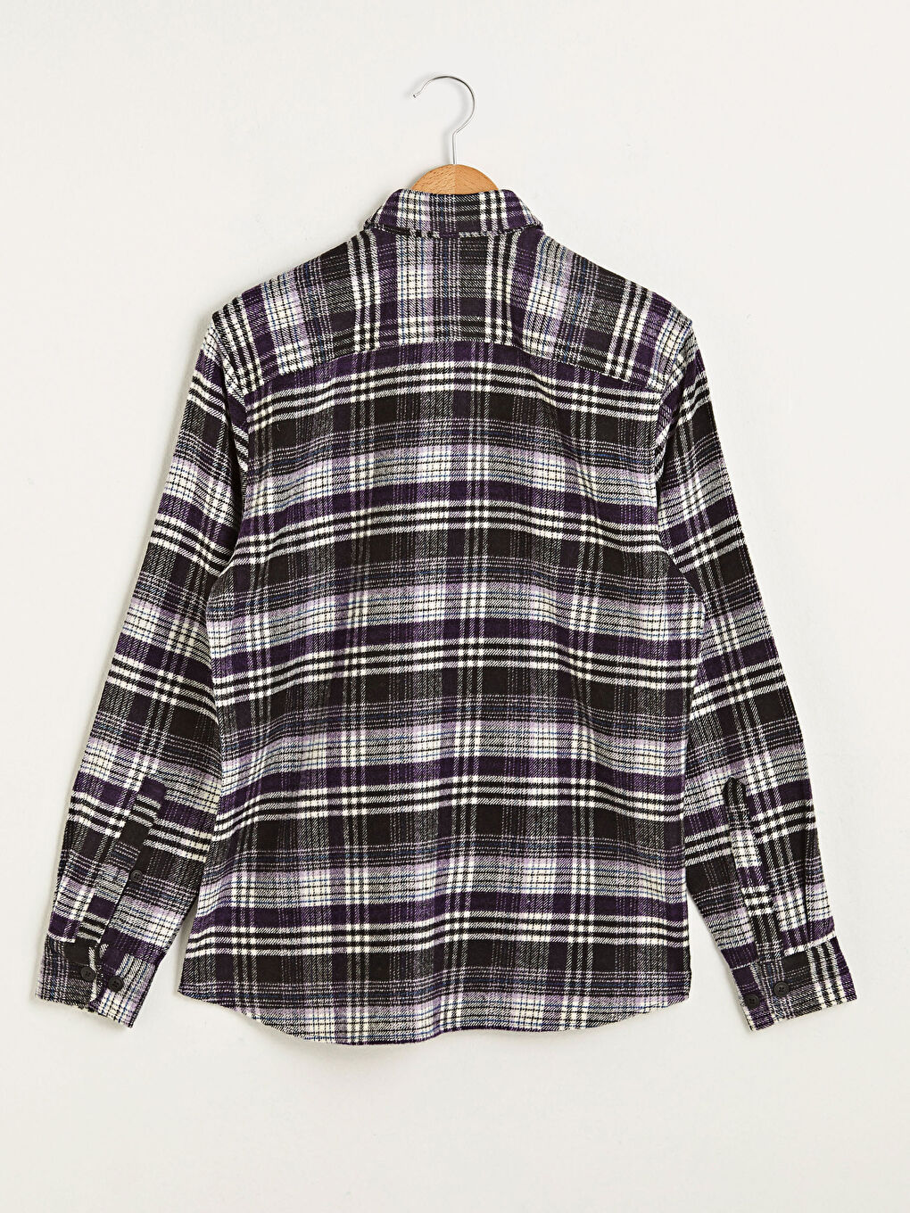 قميص فلانيل للرجال بنقشة المربعات بأكمام طويلة وقصة نحيفة-1