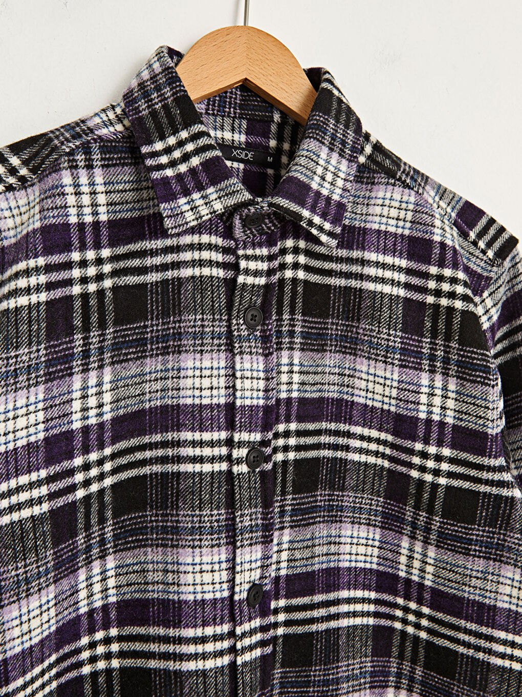 قميص فلانيل للرجال بنقشة المربعات بأكمام طويلة وقصة نحيفة-2