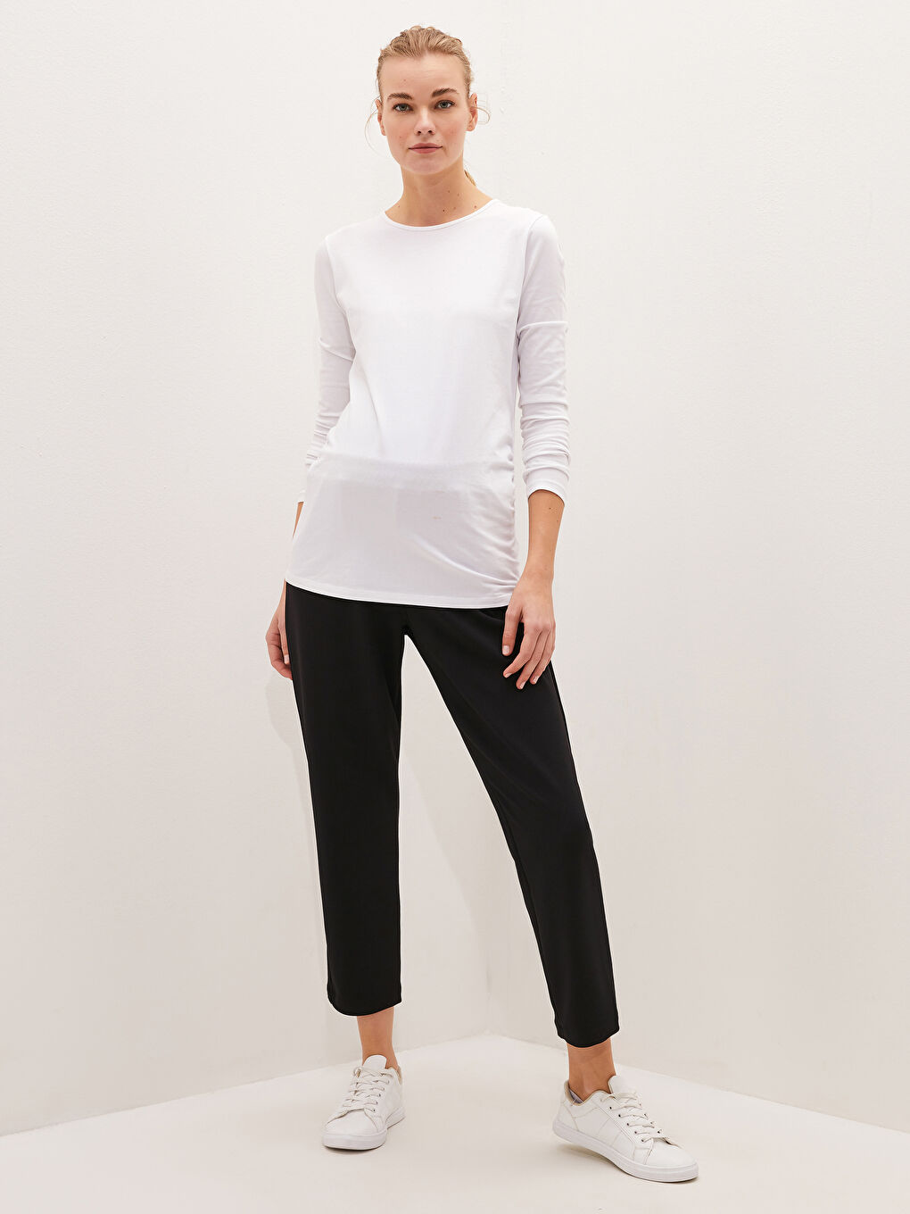 Siyah Beli Lastikli Düz Cep Detaylı Hamile Pantolon