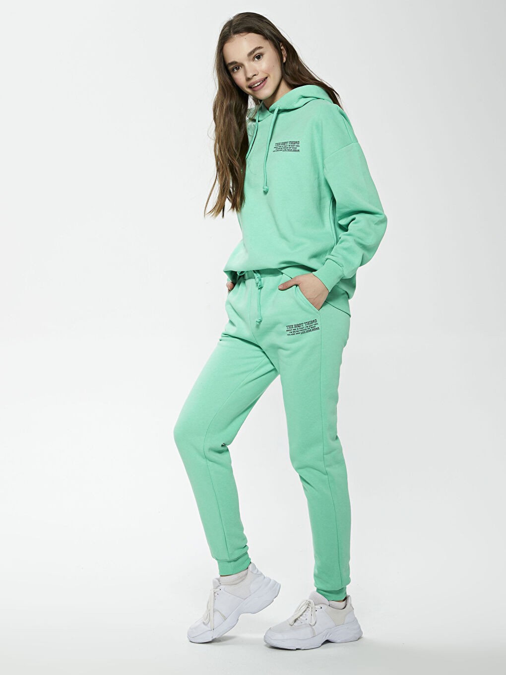 LCW Vision Elastic Waist Printed Women's Thick Tracksuit Bottoms -S1GR01Z8-FMW