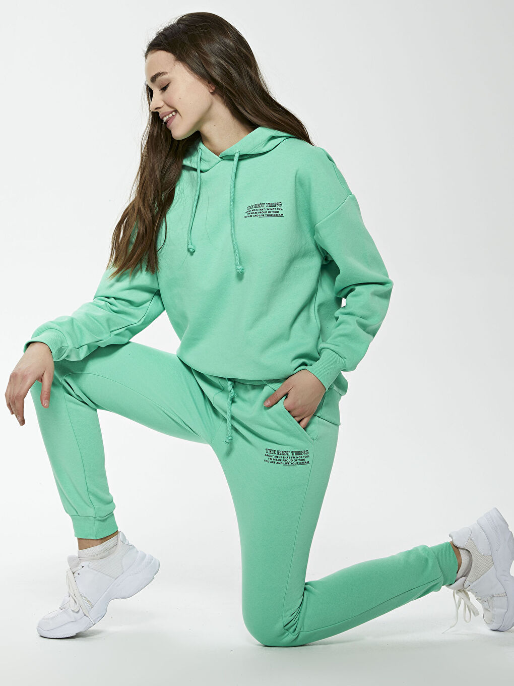 LCW Vision Elastic Waist Printed Women's Thick Tracksuit Bottoms -S1GR01Z8-FMW