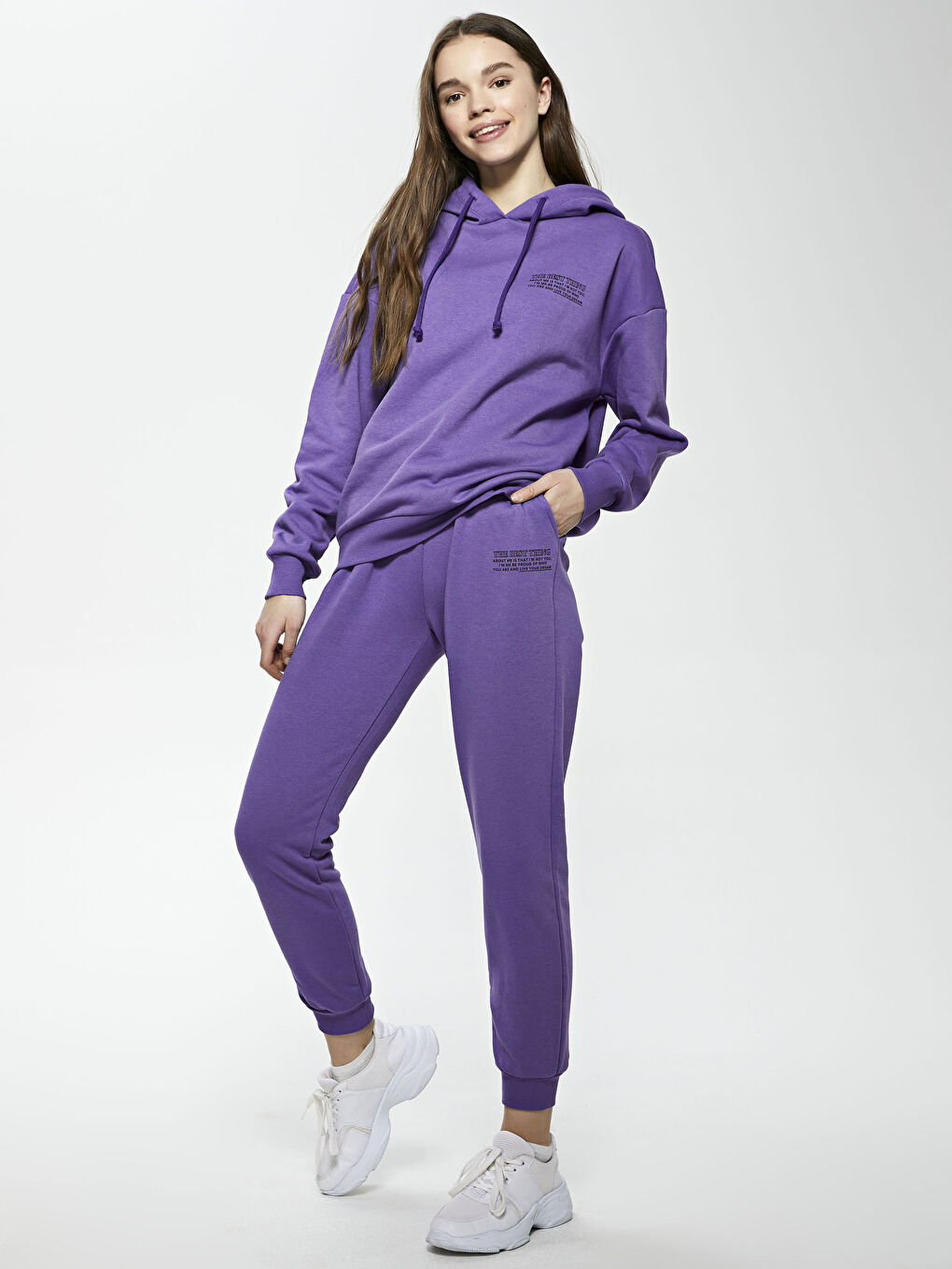 بنطلون رياضي تخين مطبوع بخصر مطاطي للسيدات-4