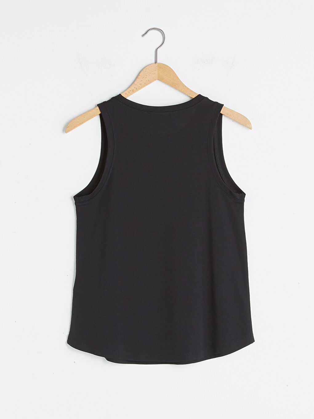 Siyah Kadın Bisiklet Yaka Baskılı Kolsuz Spor Atlet-11