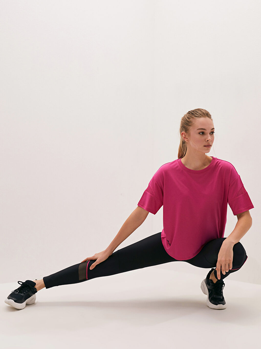 Women's Elastic Waist Mesh Detailed Sport Tights -S1GR51Z8-CVL