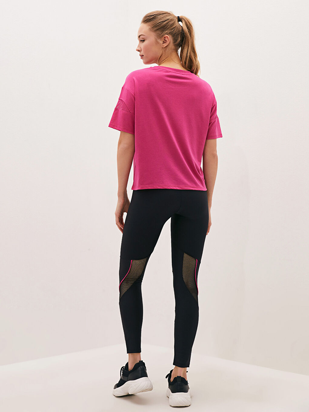 Women's Elastic Waist Mesh Detailed Sport Tights -S1GR51Z8-CVL
